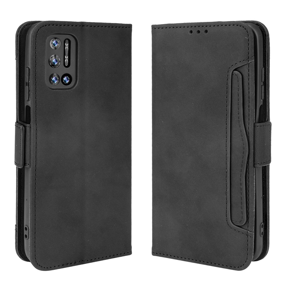 For Doogee N40 Pro Scratch Resistant Card Slot Design Flip Phone Protective Cover Leather Phone Wallet Stand Case - Black-1