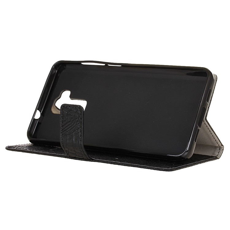 Crocodile Texture Leather Wallet Stand Case for Doogee Y6 - Black-4