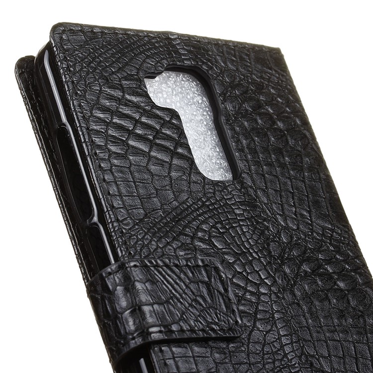 Crocodile Texture Leather Wallet Stand Case for Doogee Y6 - Black-7