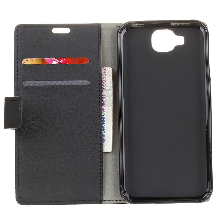 Cell Phone Case Leather Wallet Stand Cover for Doogee X9 Mini - Black-3