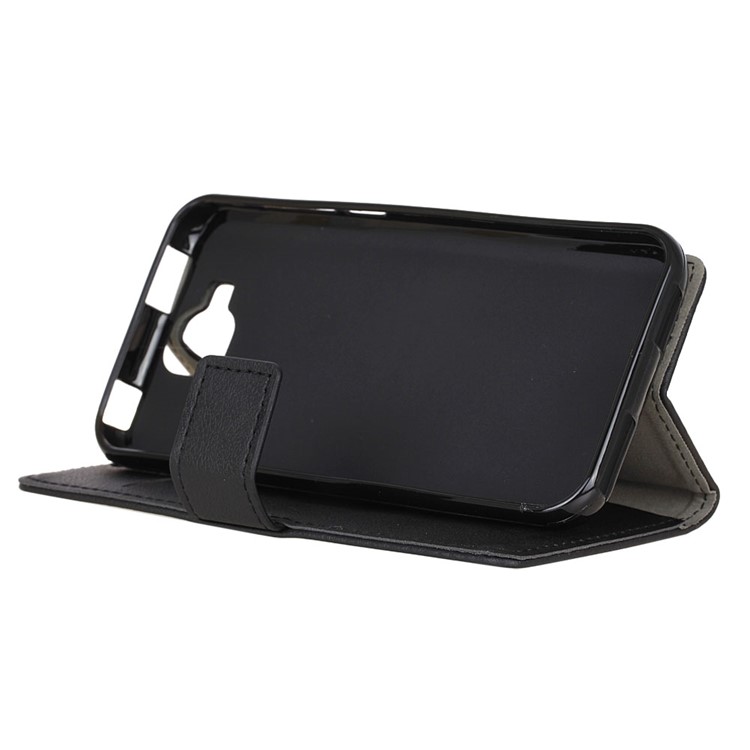 Cell Phone Case Leather Wallet Stand Cover for Doogee X9 Mini - Black-4