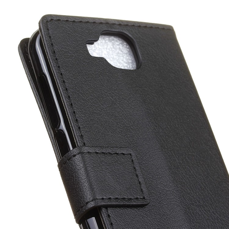 Cell Phone Case Leather Wallet Stand Cover for Doogee X9 Mini - Black-7