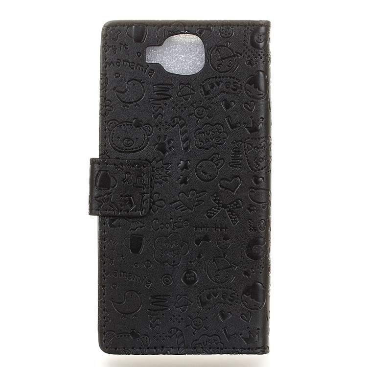 Cartoon Graffiti Cell Phone Case Flip Leather Wallet for Doogee X9 Mini - Black-2
