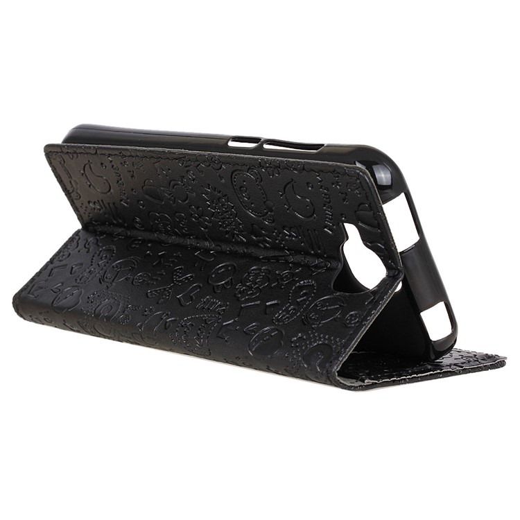 Cartoon Graffiti Cell Phone Case Flip Leather Wallet for Doogee X9 Mini - Black-5
