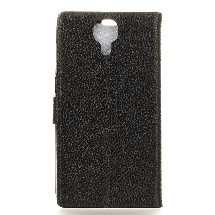 Genuine Leather Wallet Flip Cover for Doogee X9 Pro - Black-2