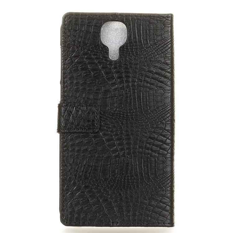 Crocodile Texture Leather Wallet Stand Cell Phone Case for Doogee X9 Pro - Black-3