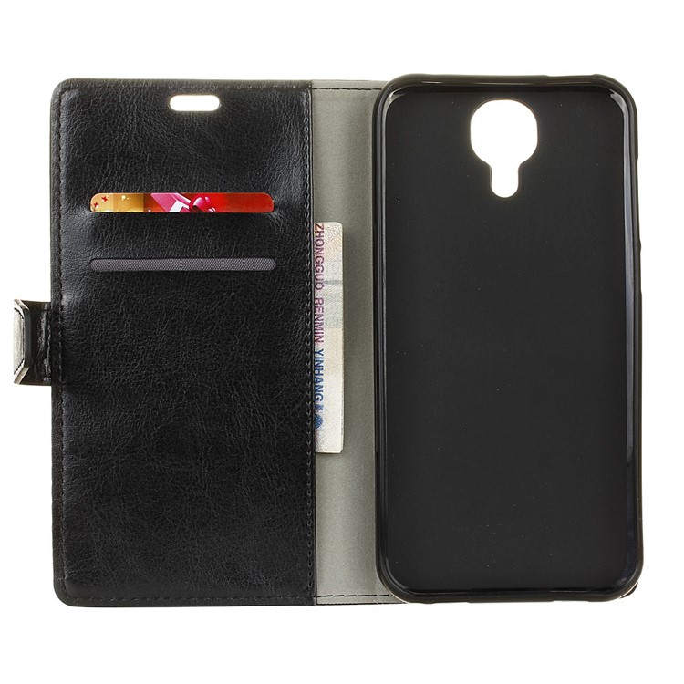 Crazy Horse Leather Wallet Case for Doogee X9 Pro - Black-3