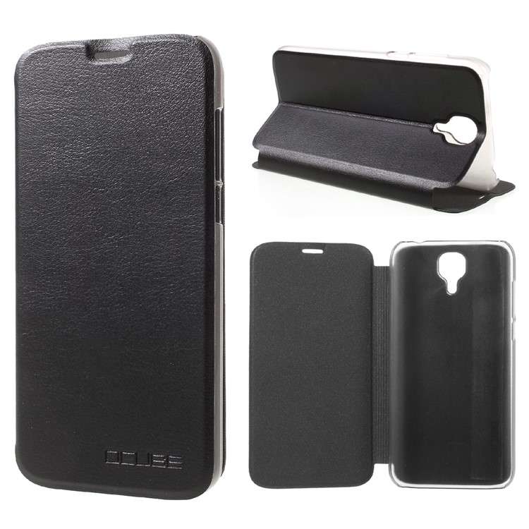 Leather Flip Stand Cell Phone Case for Doogee X9 Pro - Black-1