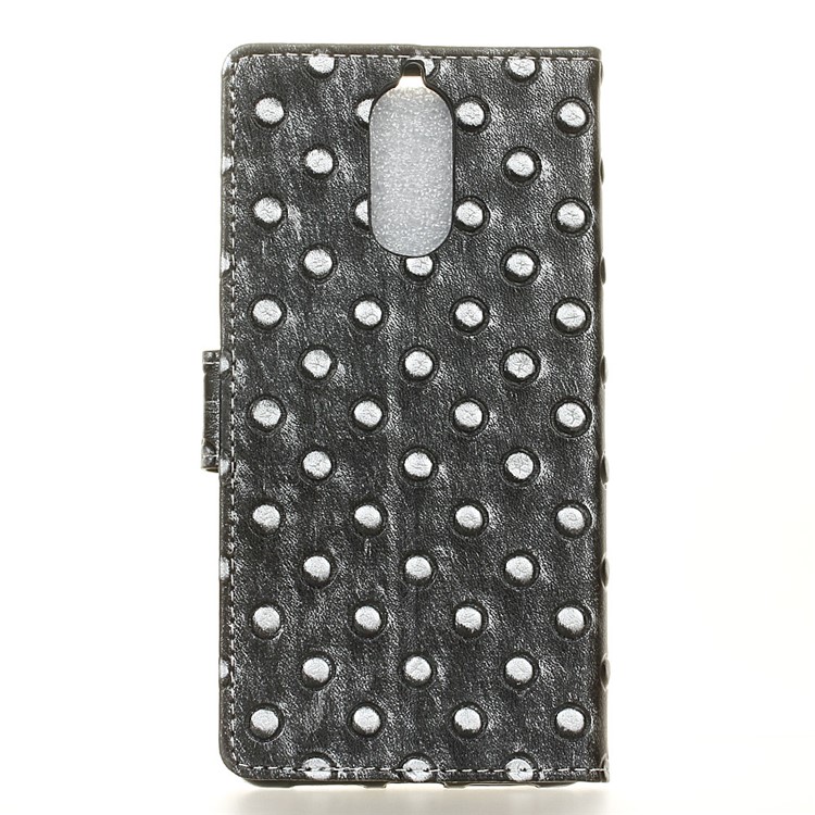 Metal Style Imprinted Leather Wallet Phone Case with Stand for Doogee Shoot 1 - Grey / Bumps-2