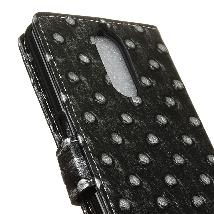 Metal Style Imprinted Leather Wallet Phone Case with Stand for Doogee Shoot 1 - Grey / Bumps-3