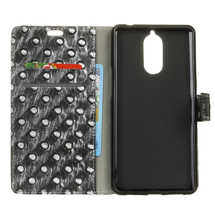 Metal Style Imprinted Leather Wallet Phone Case with Stand for Doogee Shoot 1 - Grey / Bumps-4