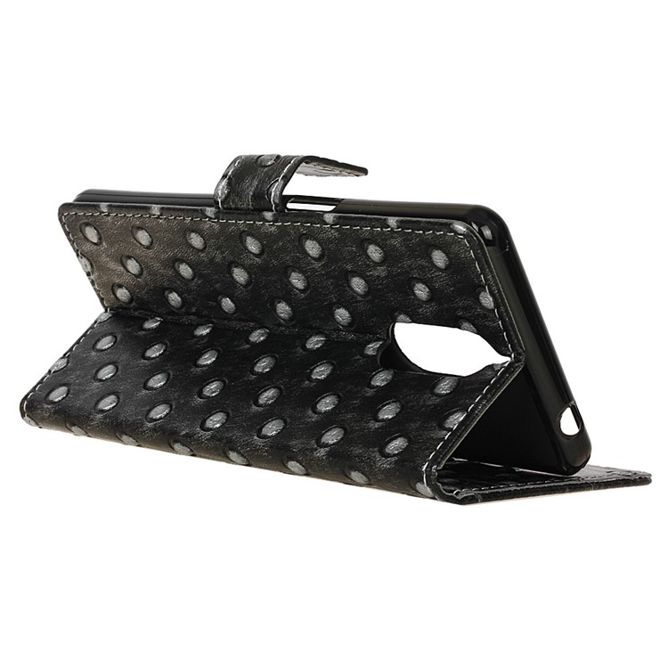 Metal Style Imprinted Leather Wallet Phone Case with Stand for Doogee Shoot 1 - Grey / Bumps-6
