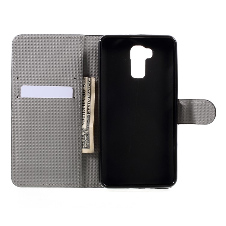 Patterned Leather Wallet Stand Phone Case for Doogee Y6 - Blue Butterfly-6