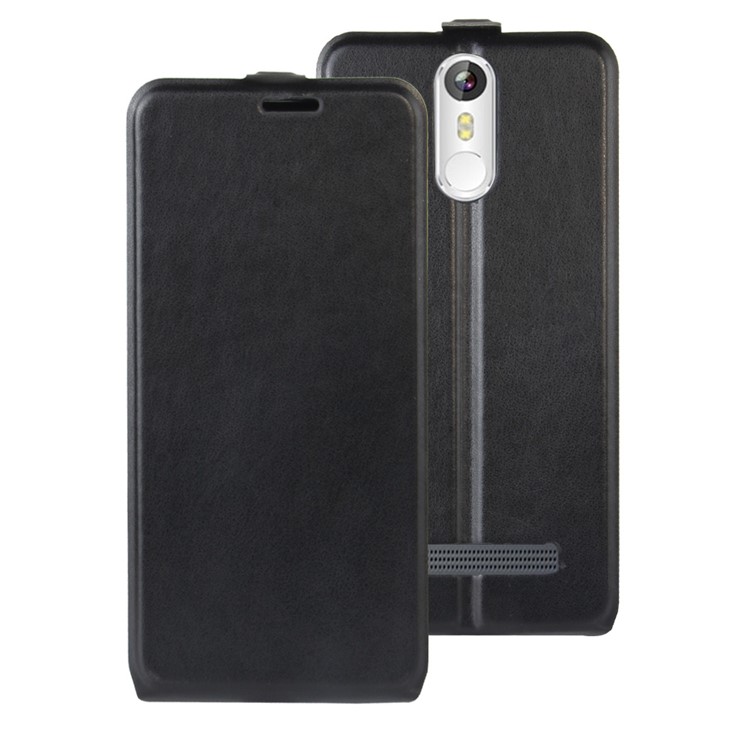 For Leagoo M8 Vertical Flip Crazy Horse Leather Card Holder Case - Black-1