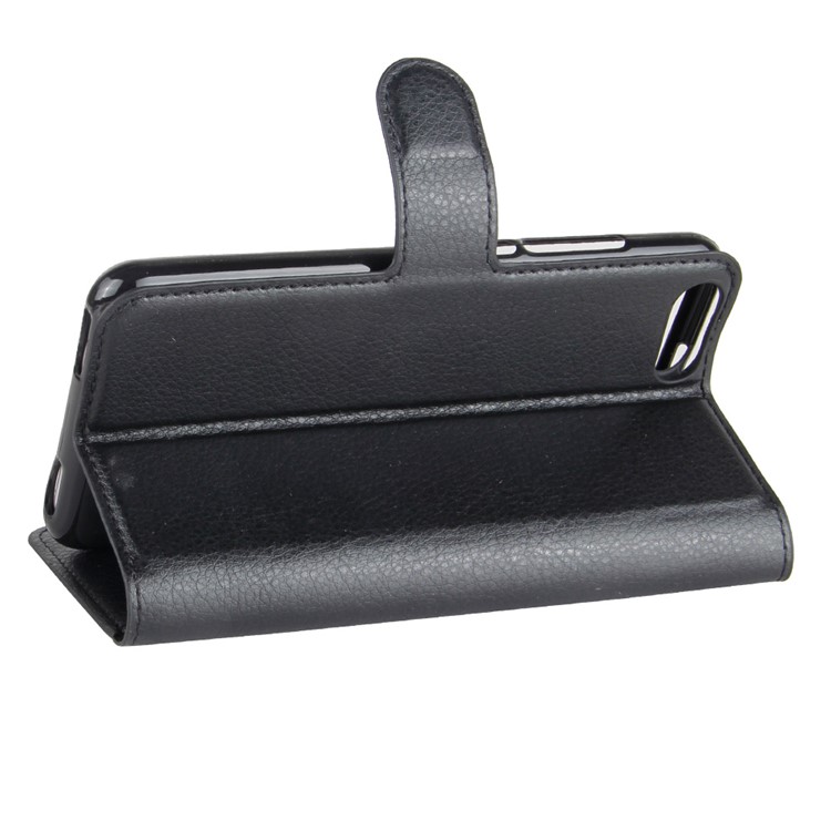 Lychee Skin Wallet Leather Cell Case with Stand for Doogee Shoot 2 - Black-5
