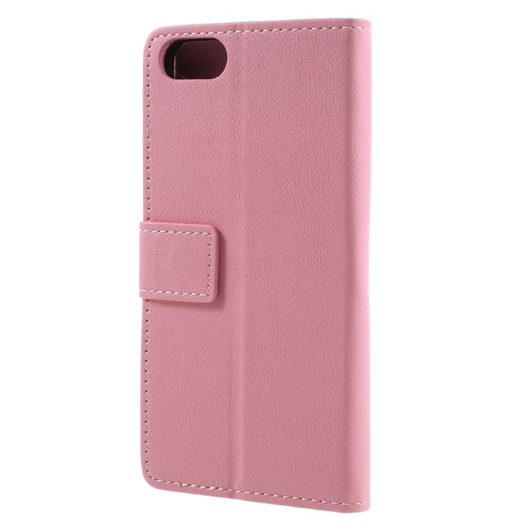PU Leather Protection Mobile Shell with Card Slots for Doogee Shoot 2 - Pink-2