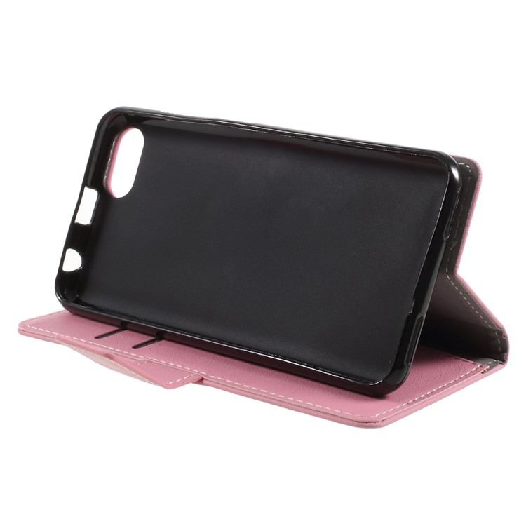PU Leather Protection Mobile Shell with Card Slots for Doogee Shoot 2 - Pink-3