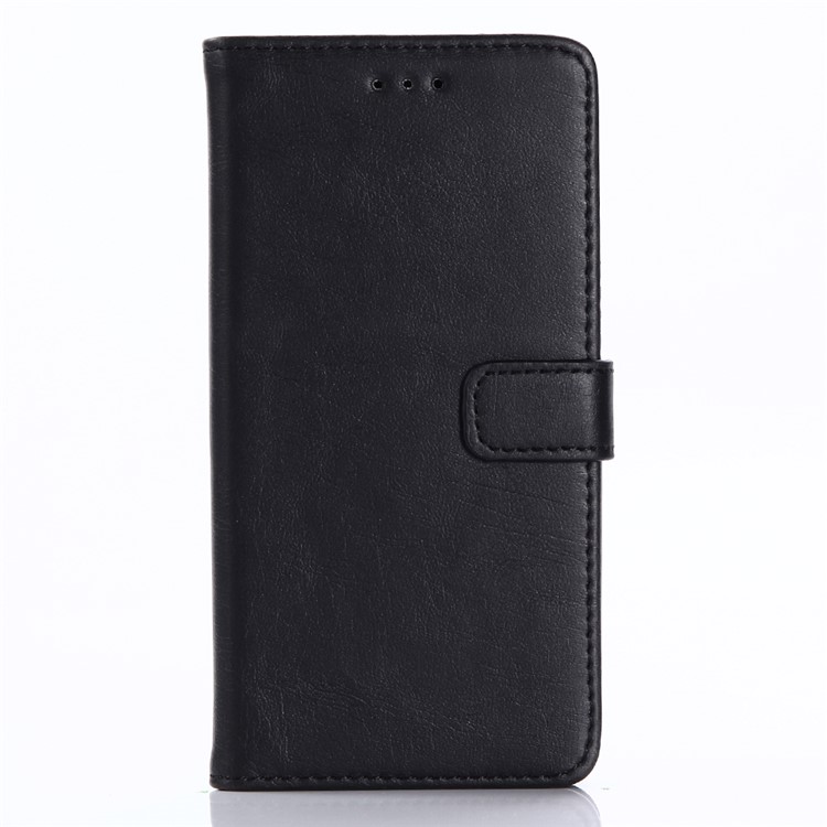 Retro Style Crazy Horse Leather Wallet Phone Cover for Doogee X10 - Black-1
