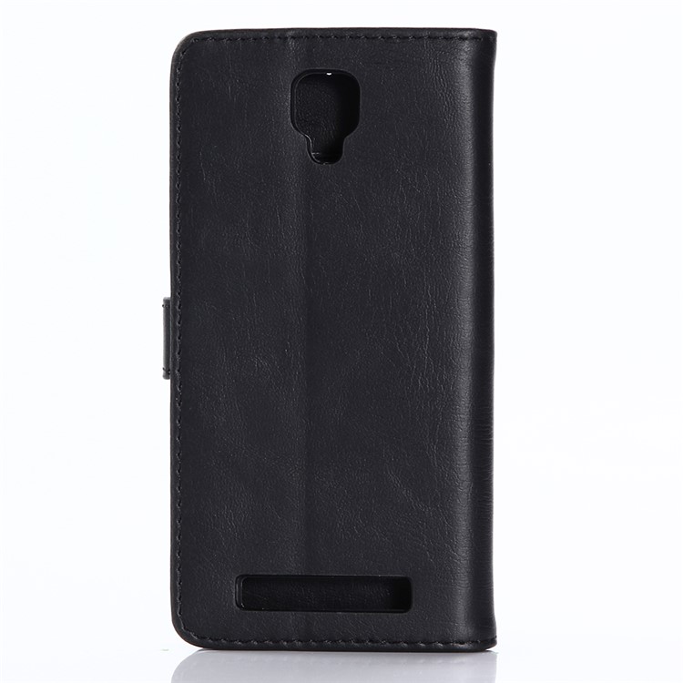 Retro Style Crazy Horse Leather Wallet Phone Cover for Doogee X10 - Black-2