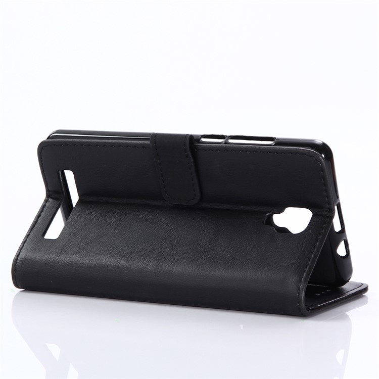 Retro Style Crazy Horse Leather Wallet Phone Cover for Doogee X10 - Black-4