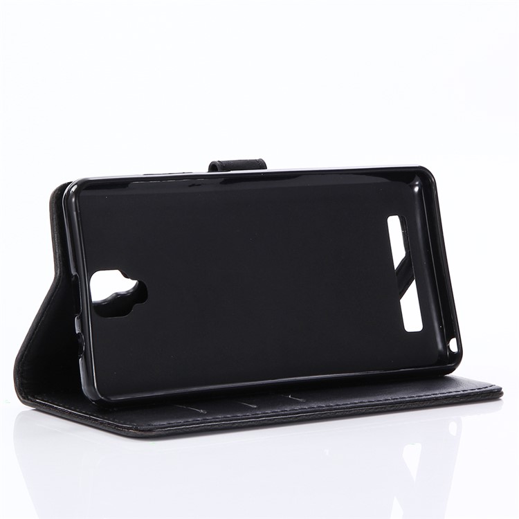 Retro Style Crazy Horse Leather Wallet Phone Cover for Doogee X10 - Black-5