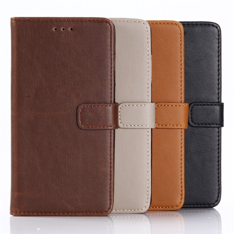 Retro Style Crazy Horse Leather Wallet Phone Cover for Doogee X10 - Black-6