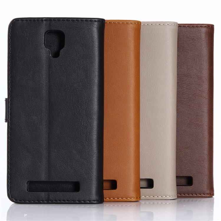Retro Style Crazy Horse Leather Wallet Phone Cover for Doogee X10 - Black-7