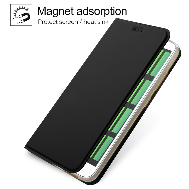 Auto-absorbed Smooth Leather Stand Case for CUBOT Hafury Umax 2017 - Black-2