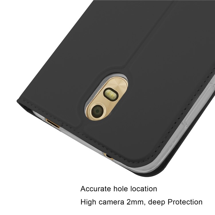 Auto-absorbed Smooth Leather Stand Case for CUBOT Hafury Umax 2017 - Black-3