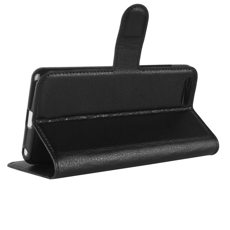 Litchi Skin PU Leather Wallet Stand Phone Shell for Cubot Magic - Black-5