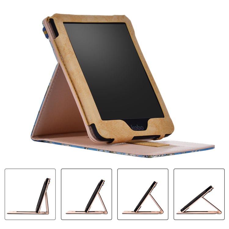 Pattern Printing Vertical PU Leather Smart Stand Shell with Hand Strap for Kobo Clara HD (2018) - Winersweet-5