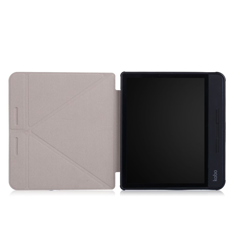 Origami Stand Leather Smart Case for Kobo Forma - Black-9