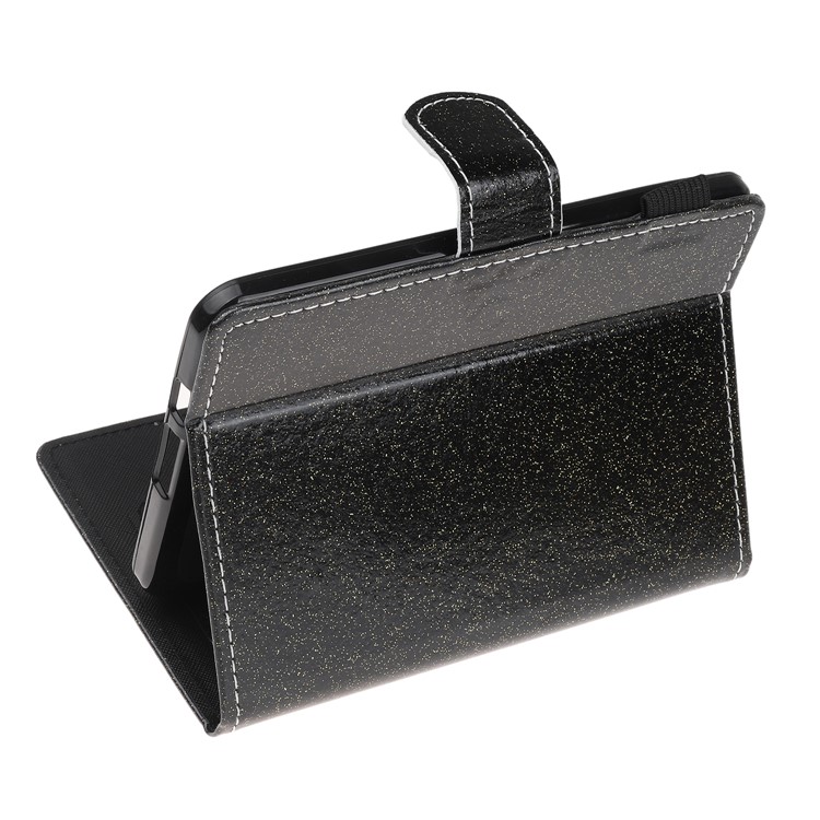 Glitter Powder Stand Leather Smart Case with Card Slots for Kobo Clara HD - Black-3