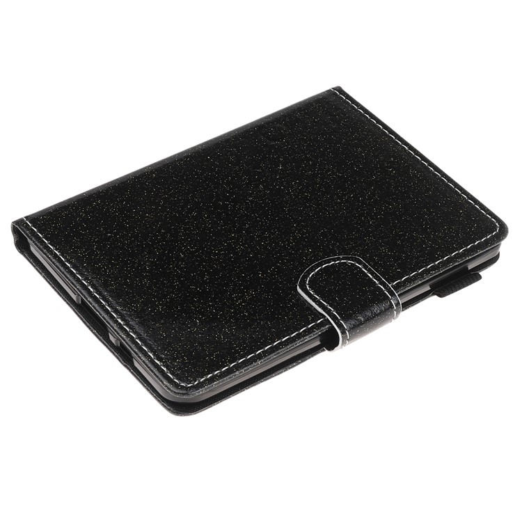 Glitter Powder Stand Leather Smart Case with Card Slots for Kobo Clara HD - Black-4