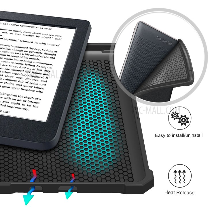 PU Leather Stand Wake/Sleep Protective Cover for Kobo Nia - Black-7