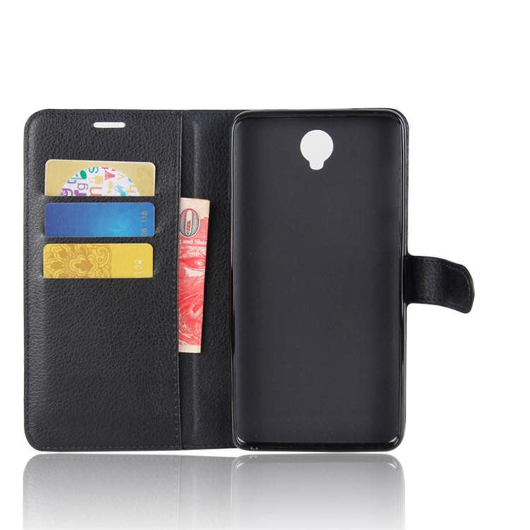 Litchi Skin PU Leather Wallet Stand Phone Case for Cubot Max - Black-3