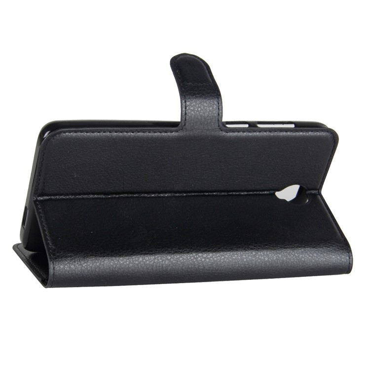 Litchi Skin PU Leather Wallet Stand Phone Case for Cubot Max - Black-5