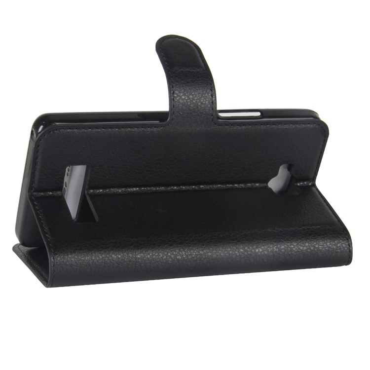 Litchi Skin PU Leather Wallet Stand Phone Case for Cubot Echo - Black-5