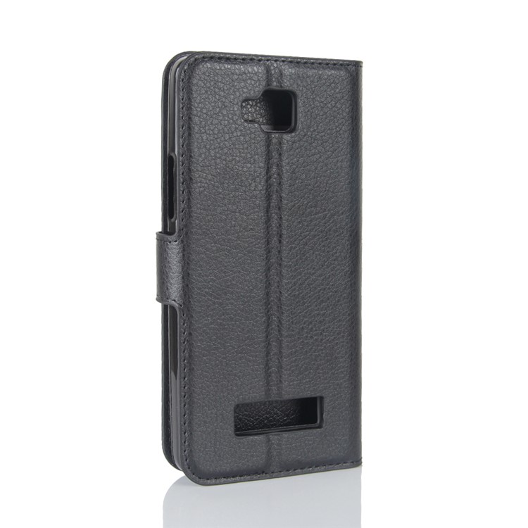 Litchi Skin PU Leather Wallet Stand Phone Case for Cubot Echo - Black-6
