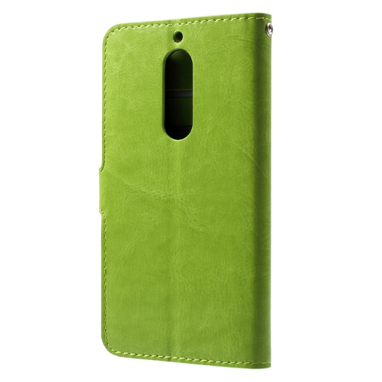 Crazy Horse Folio Flip Leather Wallet Stand Mobile Shell for Nokia 5 - Green-2