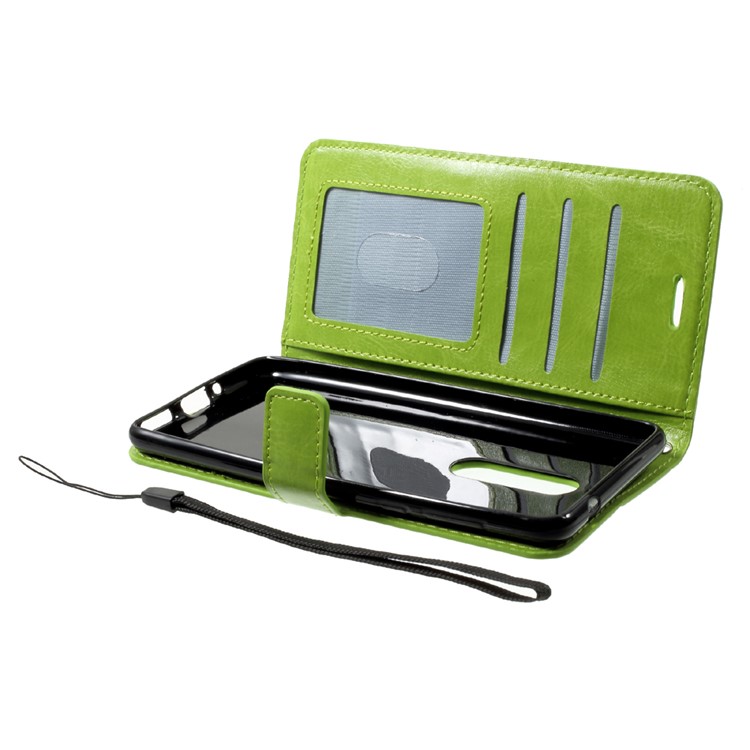 Crazy Horse Folio Flip Leather Wallet Stand Mobile Shell for Nokia 5 - Green-5