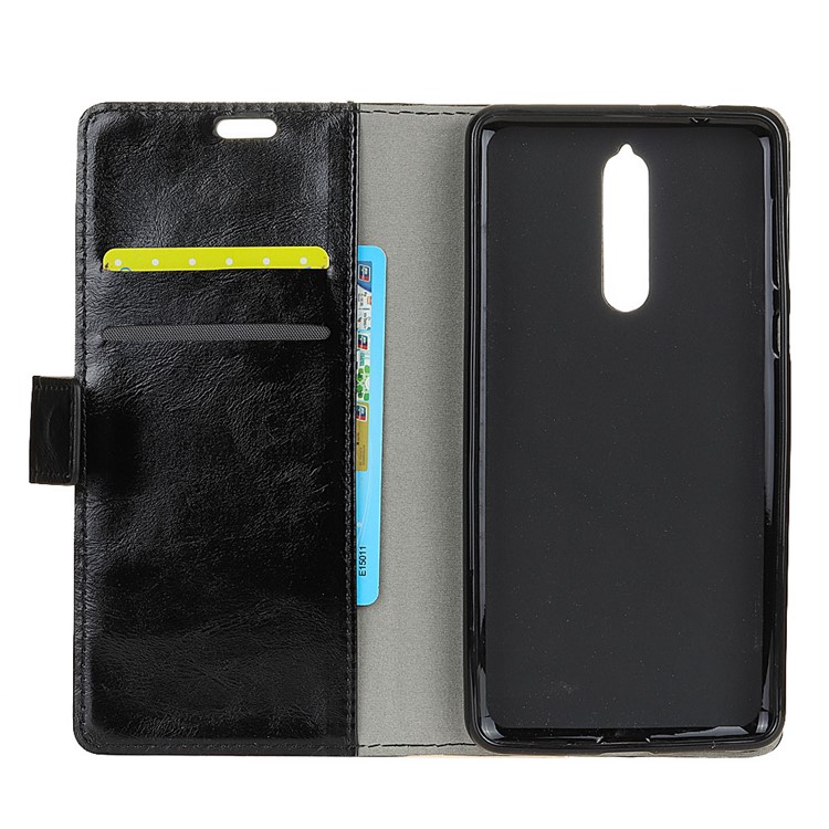Crazy Horse Leather Phone Case with Card Slots for Nokia 8/9 - Black-4