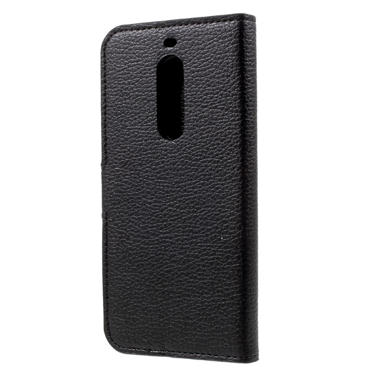 Bolsa Magnética De Pele Litchi Para Nokia 5 - Preto-2