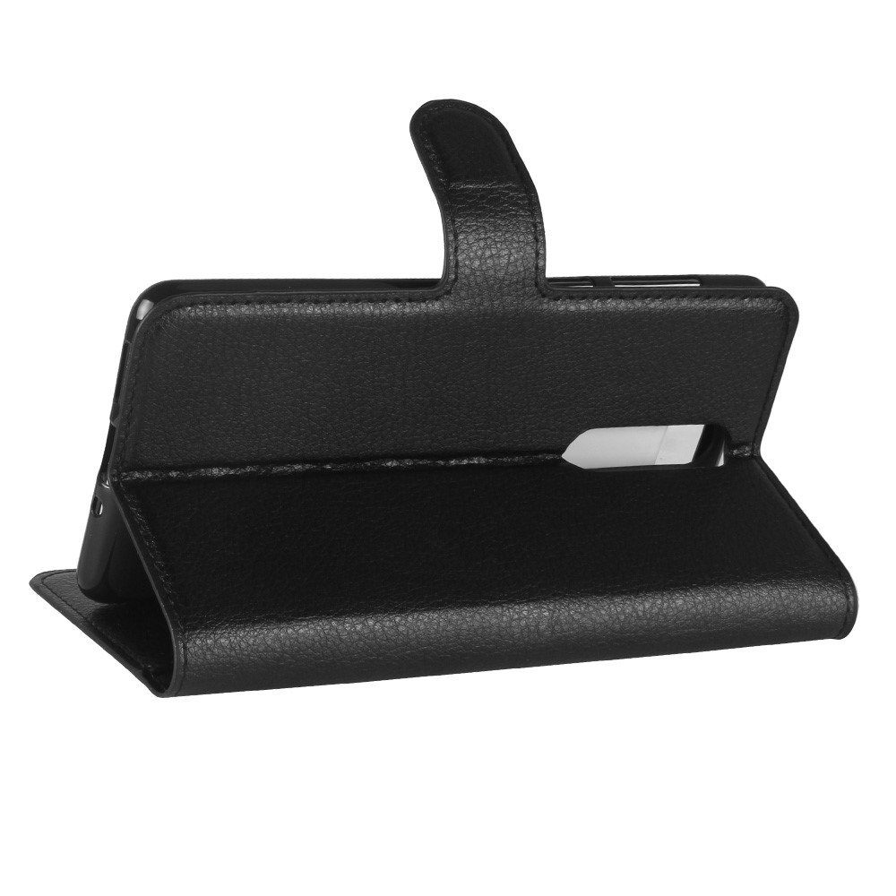 Litchi Skin Wallet Leather Magnetic Protective Cover for Nokia 8 - Black-5