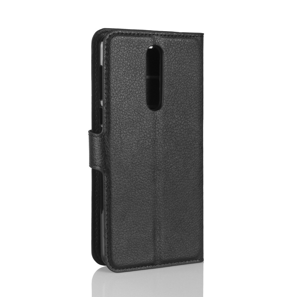 Litchi Skin Wallet Leather Magnetic Protective Cover for Nokia 8 - Black-6