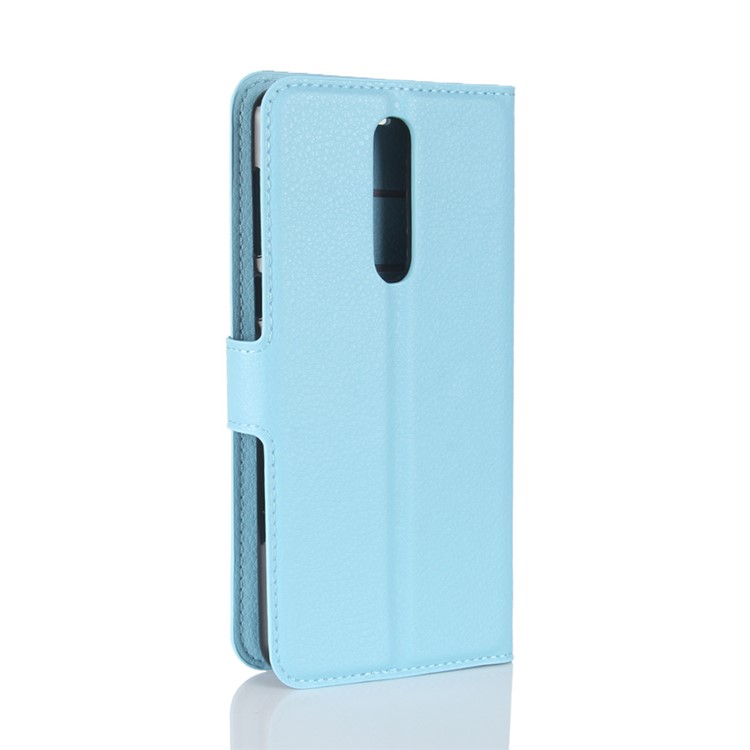 Pour Nokia 8 Litchi Coffret De Protection Magnétique En Cuir - Bleu-6