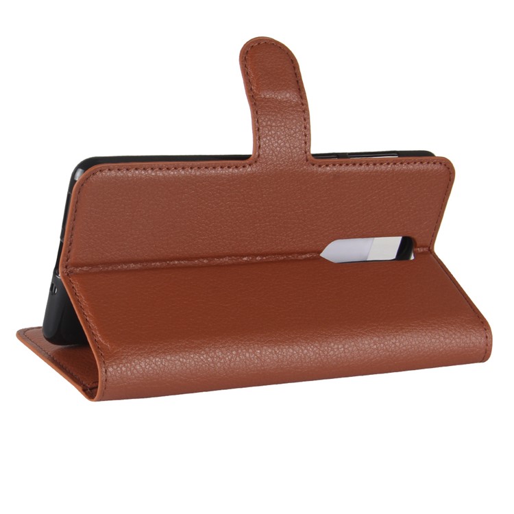For Nokia 8 Litchi Skin Wallet Leather Magnetic Cover - Brown-5
