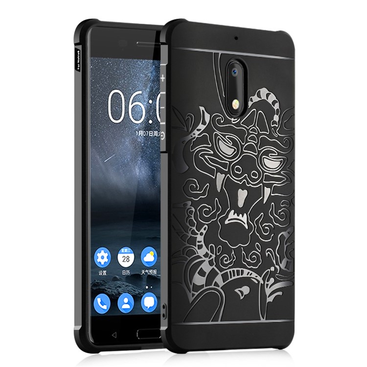 All-wrapped Drop-proof TPU Mobile Phone Shell for Nokia 6 - Dragon / Black-1