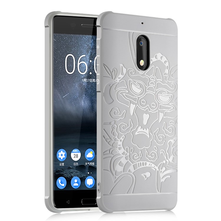 All-wrapped Drop-proof TPU Accessory Case for Nokia 6 - Dragon / White-1