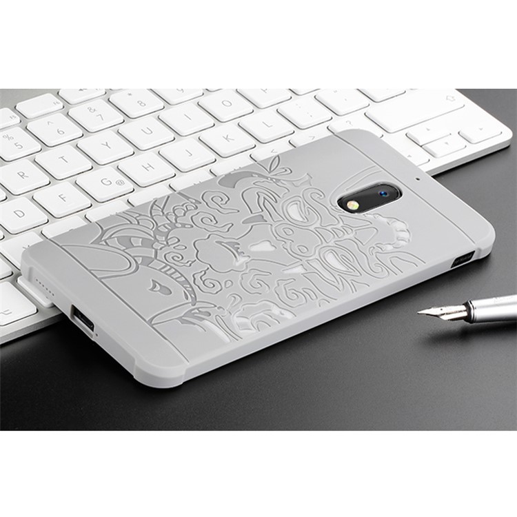 All-wrapped Drop-proof TPU Accessory Case for Nokia 6 - Dragon / White-2
